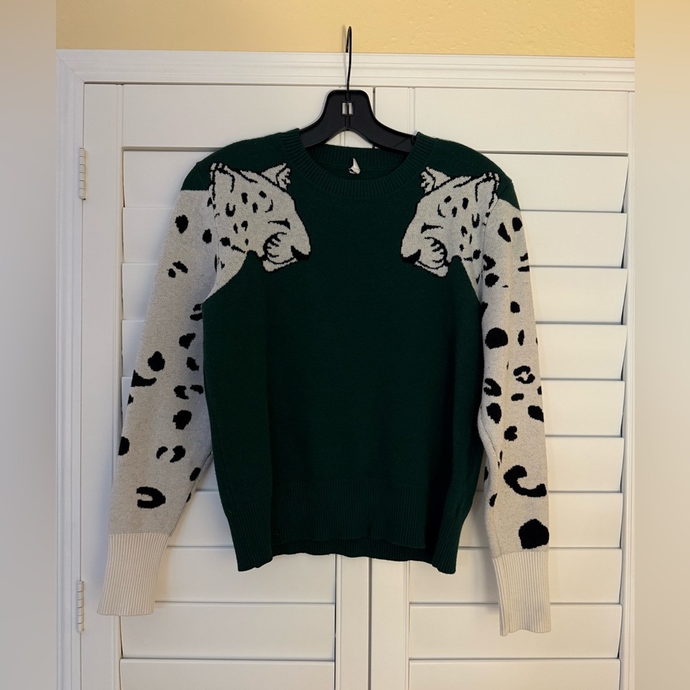 Leopard Print Green Sweater